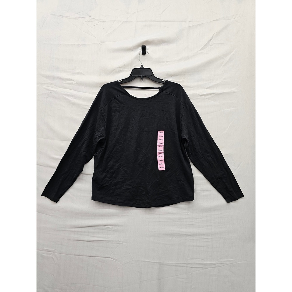 Member's Mark‎ Womens Crew Neck Active Tee Black Cotton Blend Workout Size Small